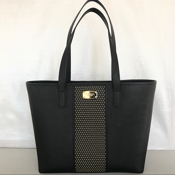 Authentic MK Microstud center stripe leather tote - Picture 3 of 7